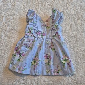 Janie and Jack girls size 12-18 months sleeveless ruffle floral lined dress EUC